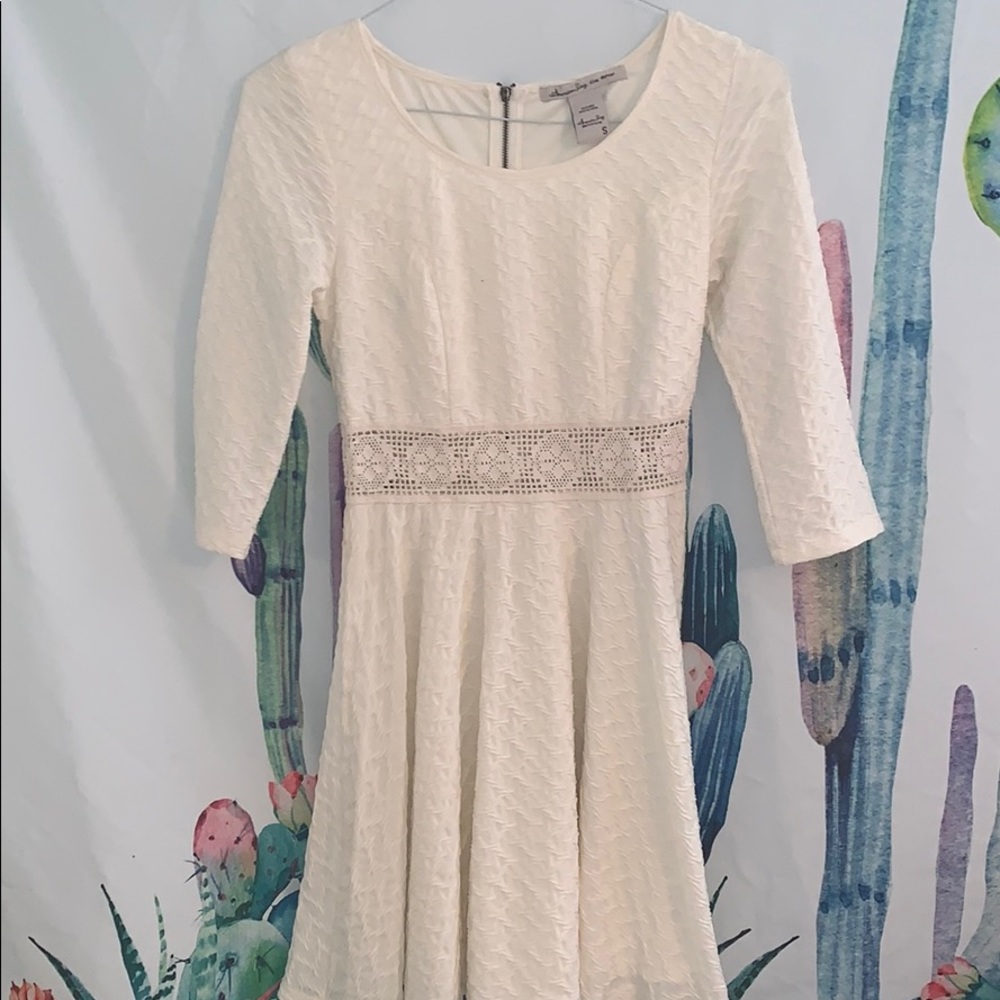 white laser cut dress